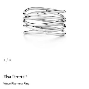 Tiffany & Co Elsa Peretti Wave Five Row Sterling Silver Ring. - size 9